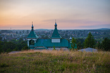Old Believer Kerzhak Church on Voznesenskaya Hill. Baranchinsky village, Kushvinsky district, Urals.
