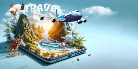 Naklejka premium Beautiful travel posters to promote tourism, book Flight Ticket,book Accommodation,book Hotel,travel Trip.