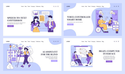 AI To Help Disabled People. Flat Vector Illustration