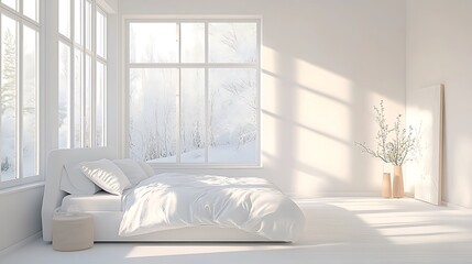 Elegant and Cozy Modern Bedroom Interior Design with Stylish Decor, mockup, poster and Background