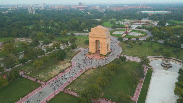 Aerial View of India gate , Drone Aerial view India gate