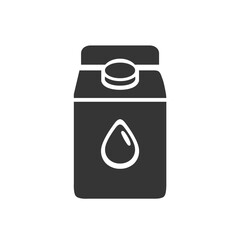 Fototapeta premium Milk or juice paper packaging with a droplet icon design. Dairy product pictogram in silhouette. For web design, logo idea, mobile app. Small carton square recyclable packaging. Vector illustration
