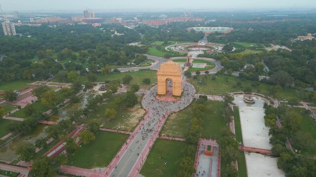 Aerial View of India gate , Drone Aerial view India gate