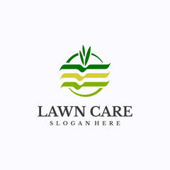 Lawn care logo design template. Gardening concept. Creative vector symbol.
