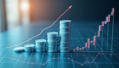 Analysis finance grow graph and market investment. Financial business plan,earnings,sale and strategy. Stock market chart