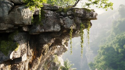 A cliffside with smooth, detailed river-worn stones hanging precariously from above.