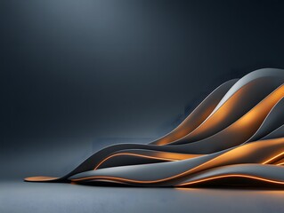 Obraz premium Abstract 3D Geometric Shapes in Glowing Neon Tones