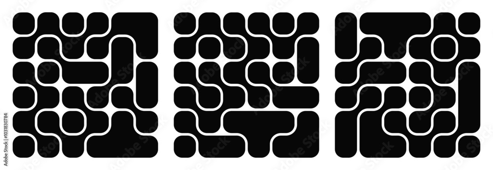 Wall mural collection of abstract composition of bold rounded rectangles connected to each other. liquid shapes