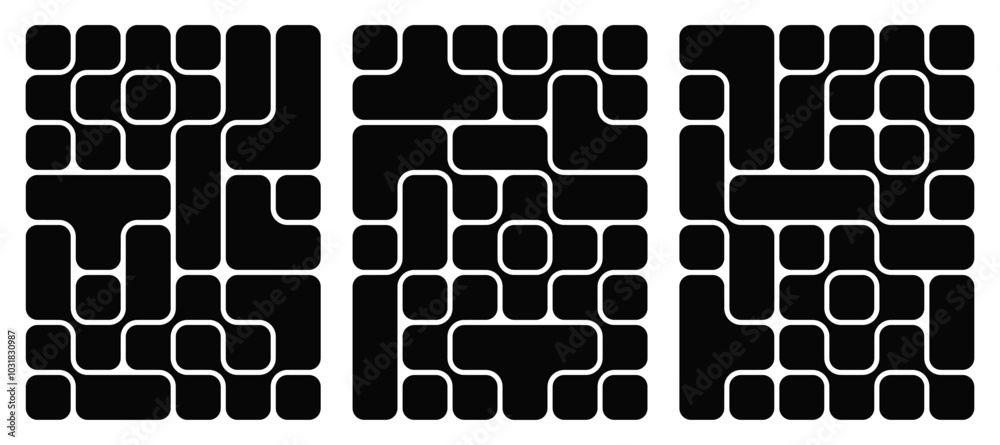 Canvas Prints collection of abstract composition of bold rounded rectangles connected to each other. liquid shapes