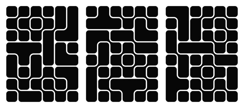 Collection of abstract composition of bold rounded rectangles connected to each other. Liquid shapes in a seamless pattern. Design can be use for backgrounds, packaging, or graphic design projects