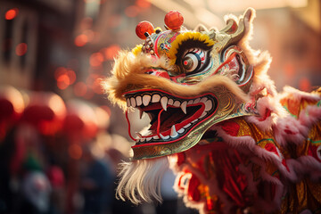 Obraz premium Traditional chinese carnival for new year lunar calendar celebration made with Generative AI tools