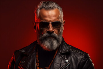 Fototapeta premium Brutal metal music lover rocker band member diversity age, cool punk style, Generative AI photo