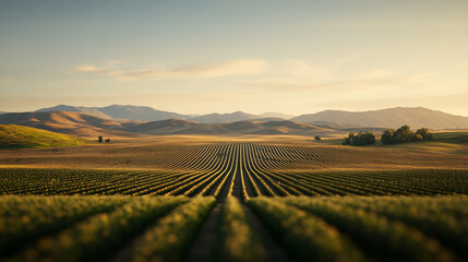 vineyard landscape under sunset sky