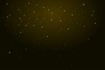 Glowing golden particles scattered across a dark background, creating a cosmic and abstract effect. Cosmic dust, starry sky, neon light