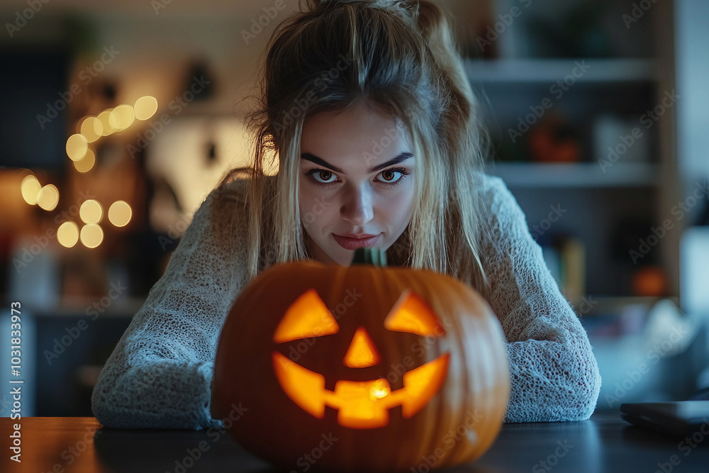 Sticker office decorated in halloween style designed with generative ai