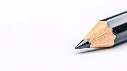Obraz premium Black pencil with a sharpened tip on a white background