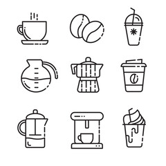 Set of coffee themed icons