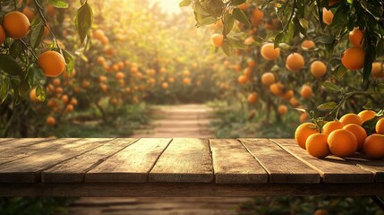 Serene Orange Orchard at Sunrise