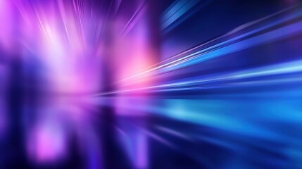 Holographic lines weave through a purple and pink backdrop, casting a radiant, luminous glow.