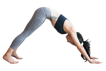 Woman stretching png sticker, transparent background