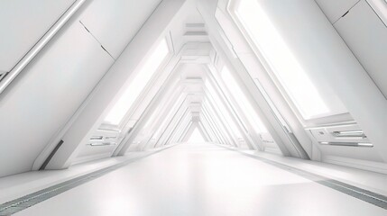 Futuristic Bright Interior with Triangular Design