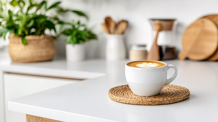 Fototapeta premium Cappuccino Coffee in Minimalist Kitchen