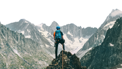 PNG Backpacker at  Chamonix Alps summit in France collage element, transparent background