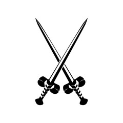 Crossed swords vector icon. Sword flat icon on white background.