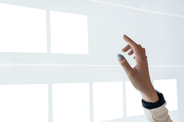 Transparent screen mockup png girl pointing