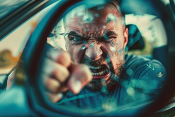 Damaged car on the road after car accident generative AI