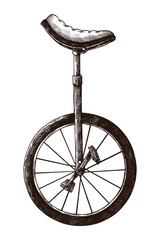 Hand drawn unicycle sticker overlay design element © Rawpixel.com
