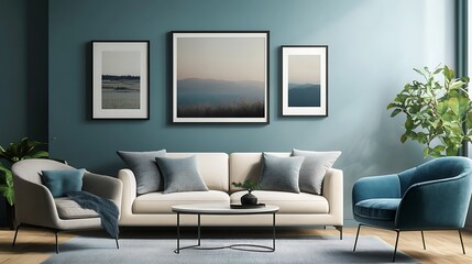 Elegant and Cozy Modern Bedroom Interior Design with Stylish Decor, mockup, poster and Background