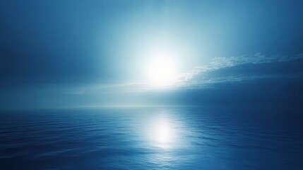 Obraz premium Serene Blue Ocean at Sunset with Gentle Waves