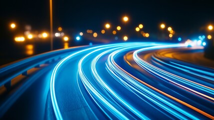 Illuminated Curve: Mesmerizing Night Cityscape Road