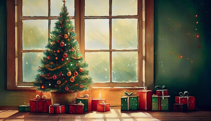 窓際の小さなクリスマスツリー 01