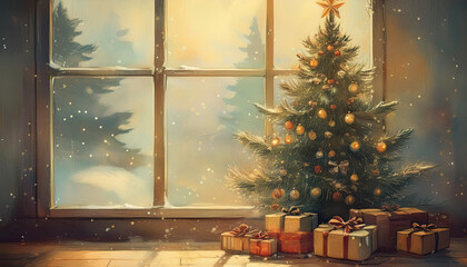 窓際の小さなクリスマスツリー 04