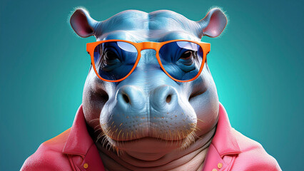 Hippo Style: Rocking a Pink Leather Jacket and Cool Sunglasses