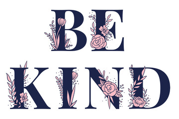 Pink Be Kind png word typography lettering
