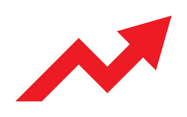 Red grow arrow icon. Success icon. Profit logo.