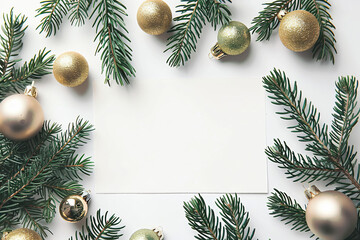 Christmas greeting card with bright winter holiday composition and New Year background