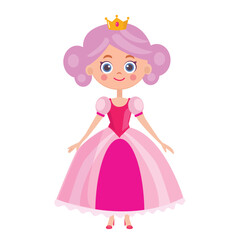 Cute princess doll, vector illustration. Child’s vector character