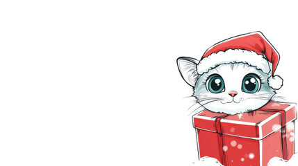 Christmas Cat in a Gift Box.