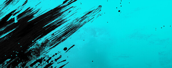 A dynamic abstract blue and green background with brush strokes. AI generation.