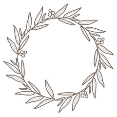 Wreath logo frame png clipart, aesthetic design in transparent background