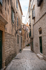 Narrow stone street in the site of Sibenik, Croatia 