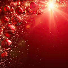 Red christmas banner with light, Christmas Background, Christmas Decoration, New Year's eve