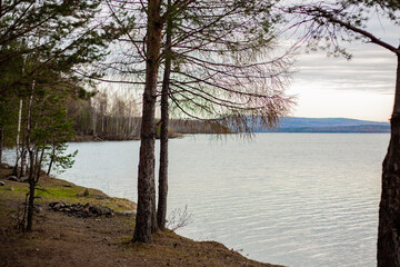 Lenevskoye Reservoir, in the suburbs of Nizhny Tagil, April 2024. Ural.