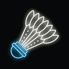 Neon sign illuminating a badminton shuttlecock, perfect for sport themed designs