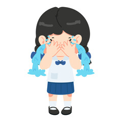 Girl Thai Student crying cartoon
