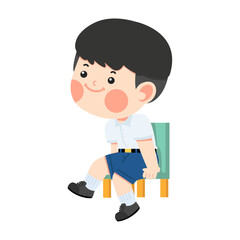 Kid boy sitting on the chair